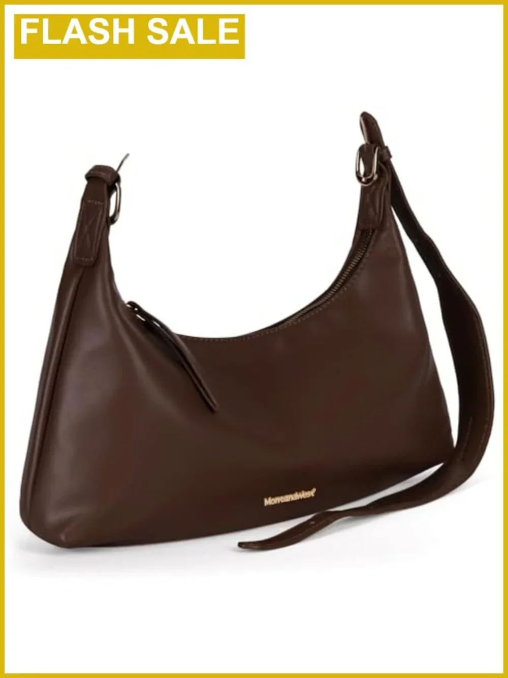 Crescent Hobo Shoulder Bag Vegan Leather Medium Adjustable Strap